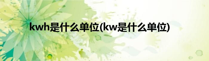 kwh是什么单位(kw是什么单位)