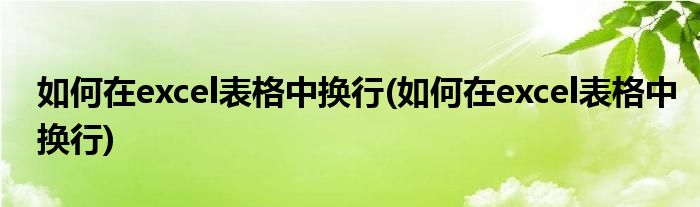 如何在excel表格中换行(如何在excel表格中换行)