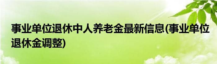 事业单位退休中人养老金最新信息(事业单位退休金调整)