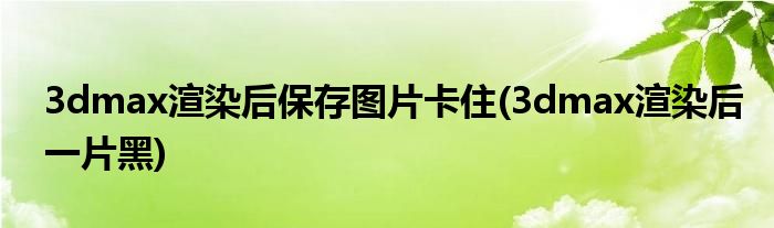 3dmax渲染后保存图片卡住(3dmax渲染后一片黑)