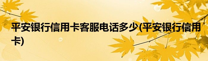 平安银行信用卡客服电话多少(平安银行信用卡)