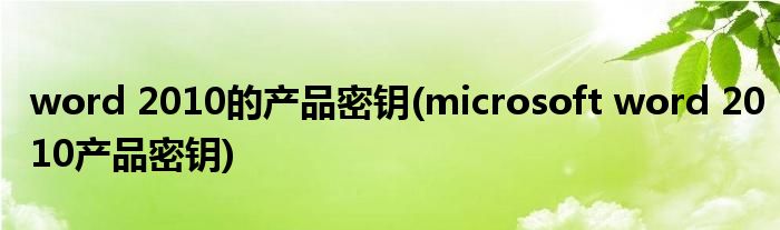 word 2010的产品密钥(microsoft word 2010产品密钥)