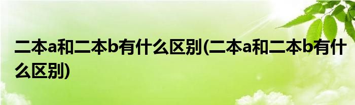二本a和二本b有什么区别(二本a和二本b有什么区别)