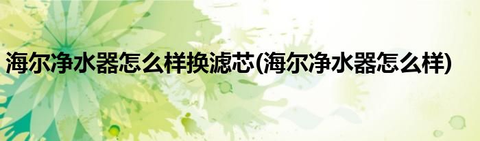 海尔净水器怎么样换滤芯(海尔净水器怎么样)