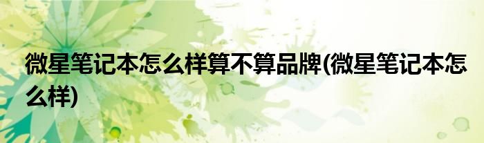 微星笔记本怎么样算不算品牌(微星笔记本怎么样)