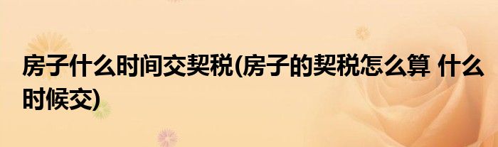 房子什么时间交契税(房子的契税怎么算 什么时候交)