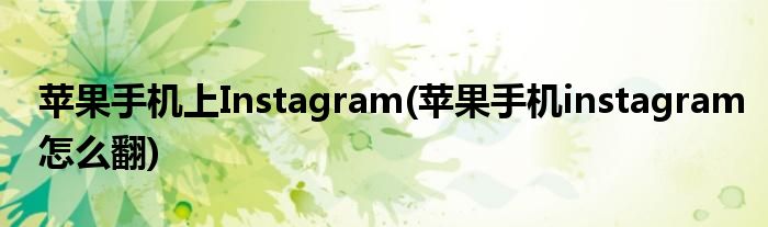 苹果手机上Instagram(苹果手机instagram怎么翻)