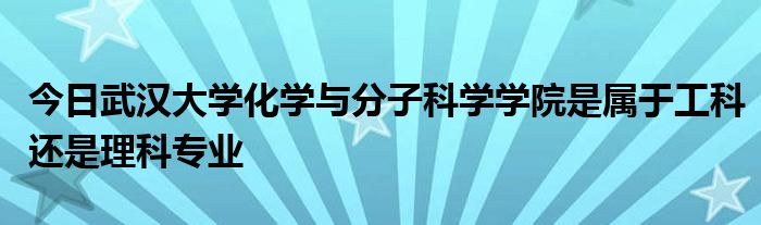今日武汉大学化学与分子科学学院是属于工科还是理科专业