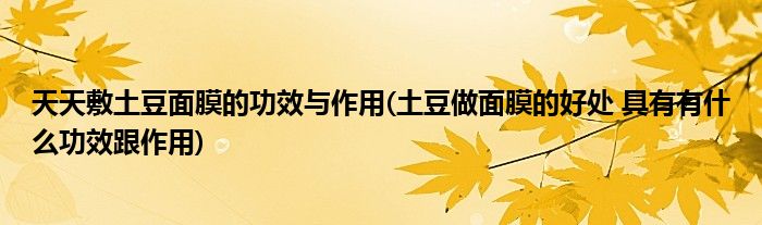 天天敷土豆面膜的功效与作用(土豆做面膜的好处 具有有什么功效跟作用)