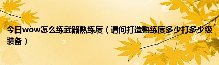 今日wow怎么练武器熟练度（请问打造熟练度多少打多少级装备）