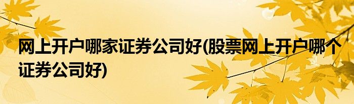 网上开户哪家证券公司好(股票网上开户哪个证券公司好)