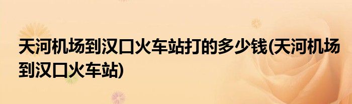 天河机场到汉口火车站打的多少钱(天河机场到汉口火车站)