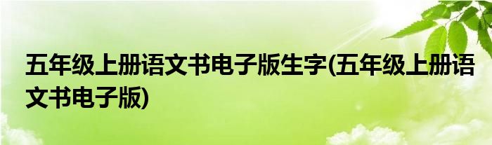 五年级上册语文书电子版生字(五年级上册语文书电子版)