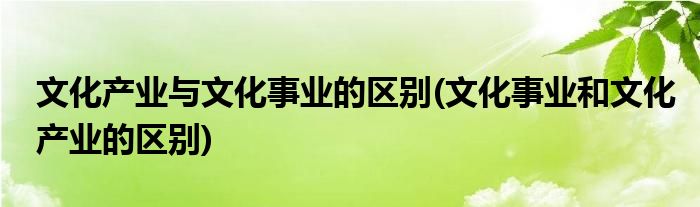 文化产业与文化事业的区别(文化事业和文化产业的区别)