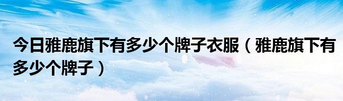 今日雅鹿旗下有多少个牌子衣服（雅鹿旗下有多少个牌子）