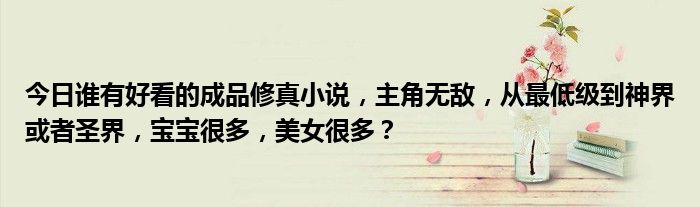 今日谁有好看的成品修真小说，主角无敌，从最低级到神界或者圣界，宝宝很多，美女很多？