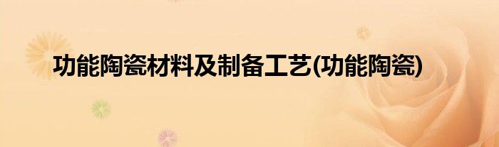 功能陶瓷材料及制备工艺(功能陶瓷)