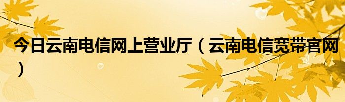 今日云南电信网上营业厅（云南电信宽带官网）