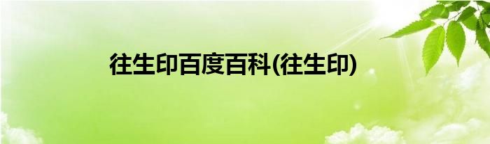 往生印百度百科(往生印)