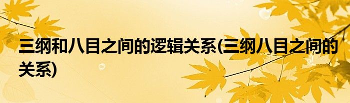三纲和八目之间的逻辑关系(三纲八目之间的关系)