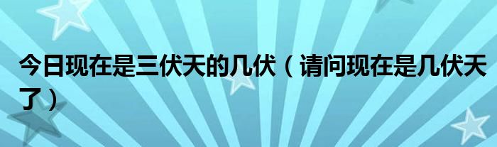 今日现在是三伏天的几伏（请问现在是几伏天了）