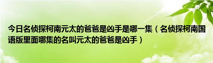 今日名侦探柯南元太的爸爸是凶手是哪一集（名侦探柯南国语版里面哪集的名叫元太的爸爸是凶手）