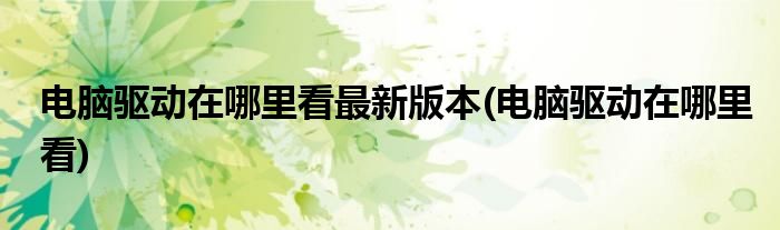 电脑驱动在哪里看最新版本(电脑驱动在哪里看)
