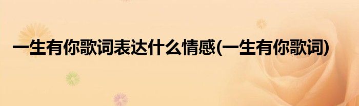 一生有你歌词表达什么情感(一生有你歌词)