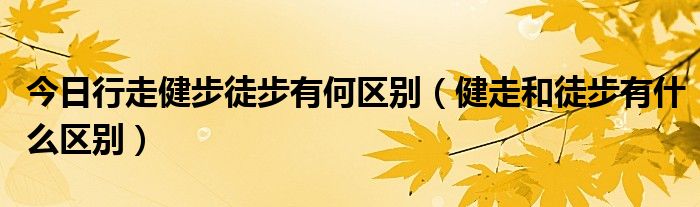今日行走健步徒步有何区别（健走和徒步有什么区别）