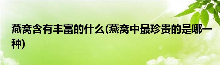 燕窝含有丰富的什么(燕窝中最珍贵的是哪一种)