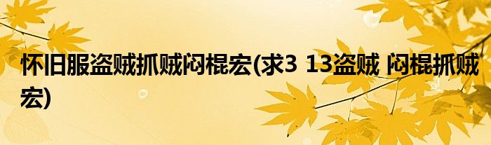 怀旧服盗贼抓贼闷棍宏(求3 13盗贼 闷棍抓贼宏)