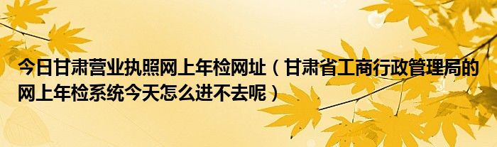 今日甘肃营业执照网上年检网址（甘肃省工商行政管理局的网上年检系统今天怎么进不去呢）