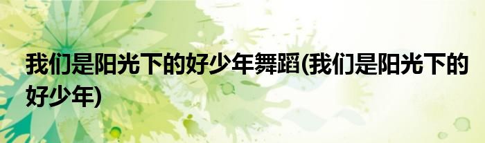 我们是阳光下的好少年舞蹈(我们是阳光下的好少年)