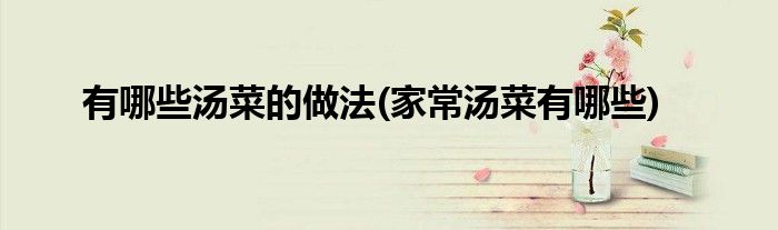 有哪些汤菜的做法(家常汤菜有哪些)
