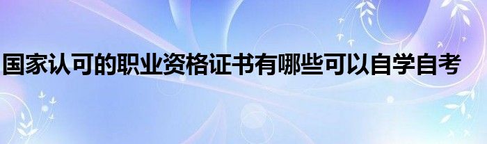 国家认可的职业资格证书有哪些可以自学自考