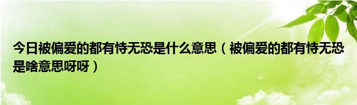 今日被偏爱的都有恃无恐是什么意思（被偏爱的都有恃无恐是啥意思呀呀）