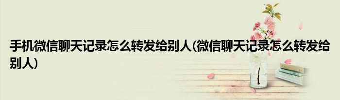 手机微信聊天记录怎么转发给别人(微信聊天记录怎么转发给别人)