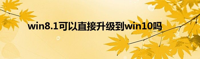win8.1可以直接升级到win10吗