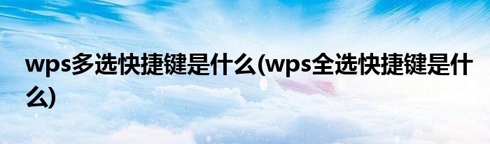 wps多选快捷键是什么(wps全选快捷键是什么)