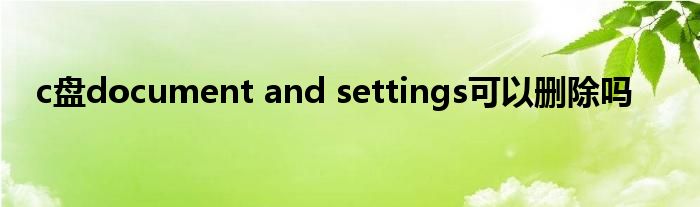 c盘document and settings可以删除吗