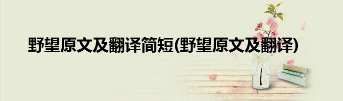 野望原文及翻译简短(野望原文及翻译)