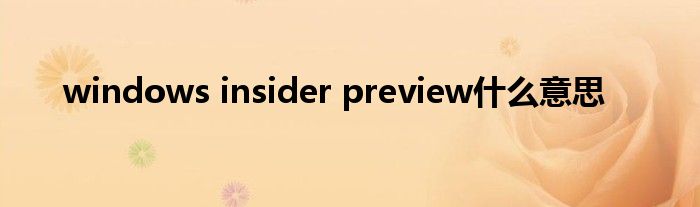 windows insider preview什么意思