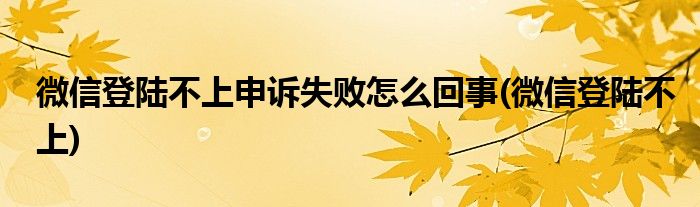 微信登陆不上申诉失败怎么回事(微信登陆不上)