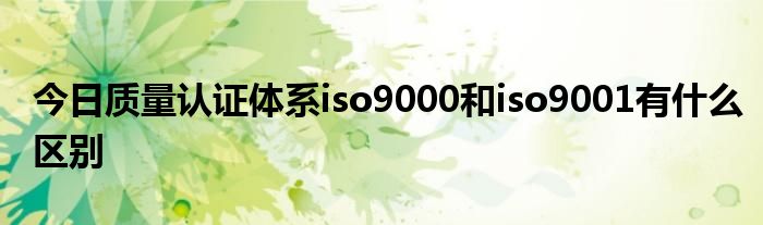 今日质量认证体系iso9000和iso9001有什么区别