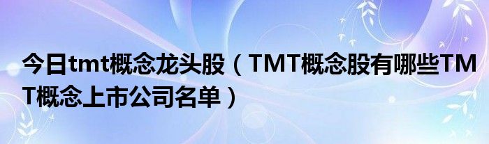 今日tmt概念龙头股（TMT概念股有哪些TMT概念上市公司名单）