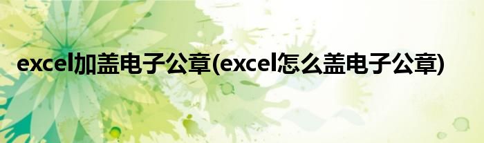 excel加盖电子公章(excel怎么盖电子公章)