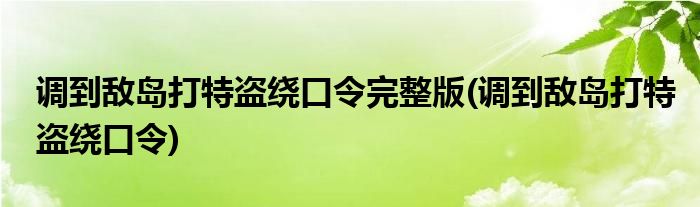 调到敌岛打特盗绕口令完整版(调到敌岛打特盗绕口令)
