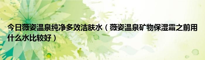 今日薇姿温泉纯净多效洁肤水（薇姿温泉矿物保湿霜之前用什么水比较好）