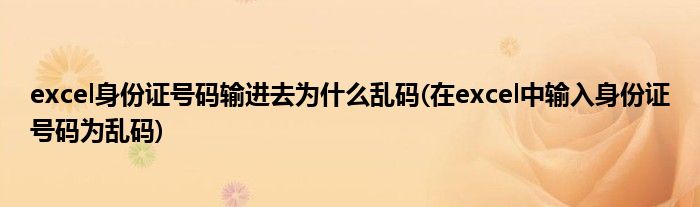 excel身份证号码输进去为什么乱码(在excel中输入身份证号码为乱码)