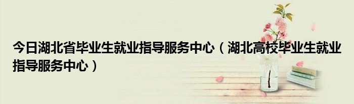 今日湖北省毕业生就业指导服务中心（湖北高校毕业生就业指导服务中心）